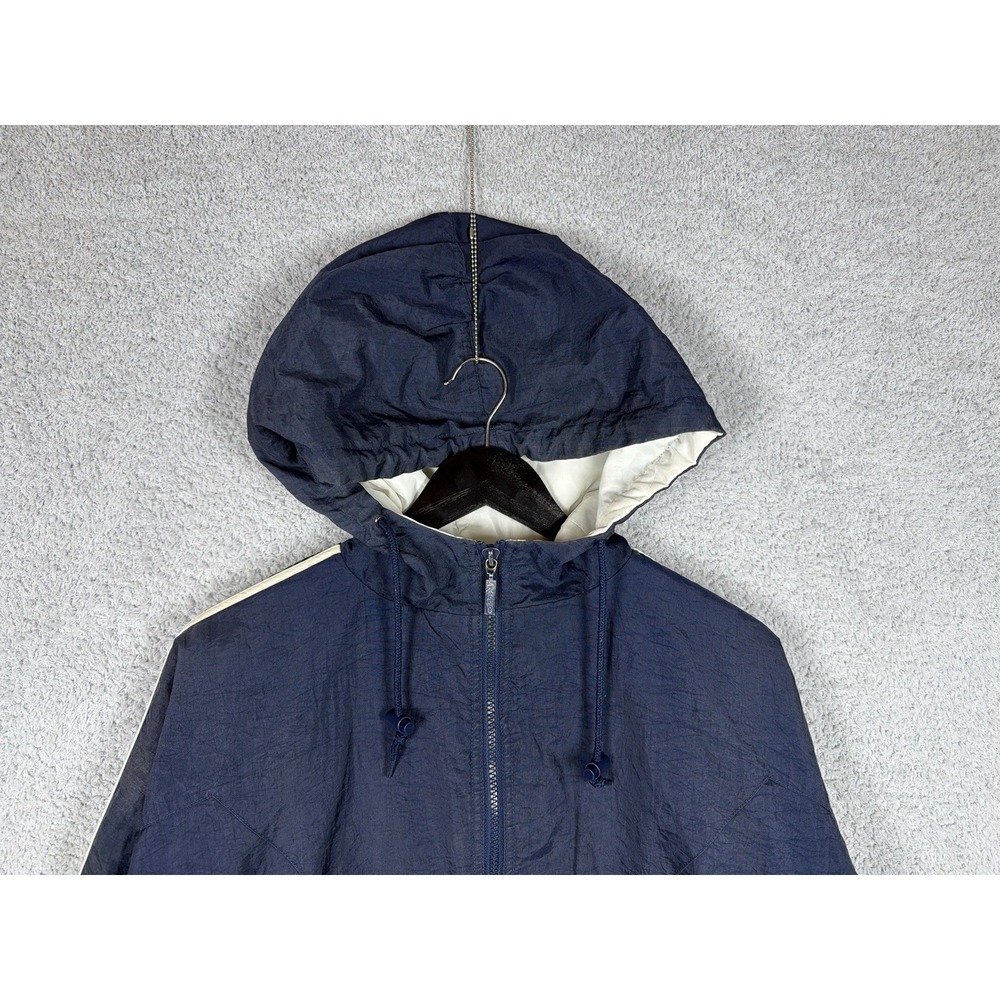 VTG Adidas 90s Trefoil Quilted Puffer Blue Bomber Jacket Size L Baggy Run DMC - Picture 4 of 10